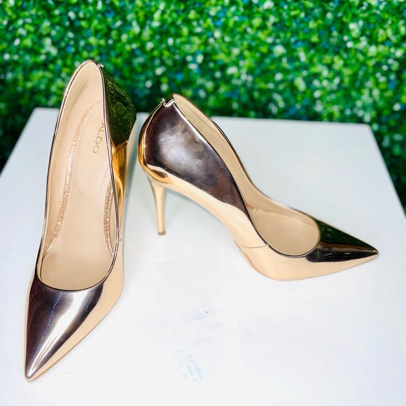 Aldo Women Light Pink Metallic Stiletto Heel Size 9 Synthetic Pump Slip-On - Picture 5 of 7